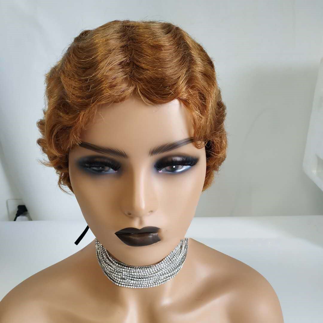 Pixie Cut Short Bob Wig Remy Human Hair Finger Wave Wigs - Boss Boutique Hair and Accessories