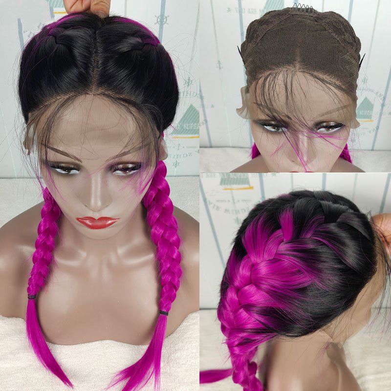 13x6 Braided Wigs Synthetic Lace Front Wig Blac - Boss Boutique Hair and Accessories