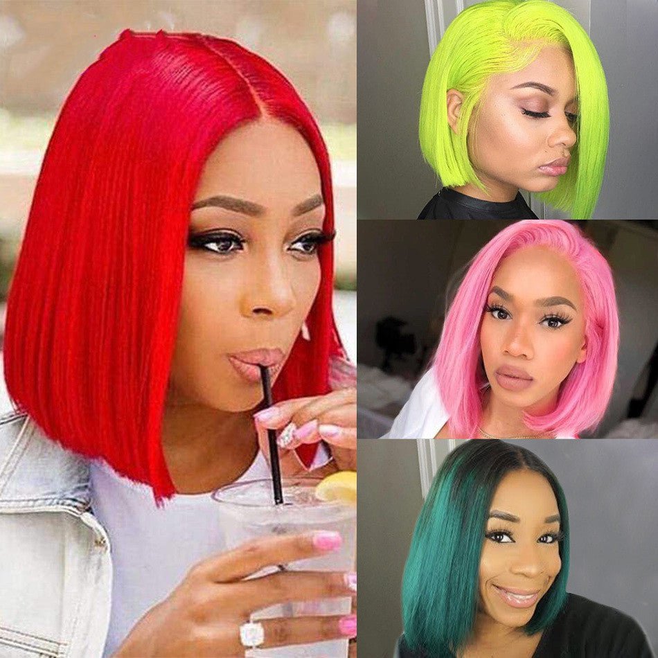 Human Hair Bob Wigs Green Short Bob Wig - Boss Boutique Hair and Accessories