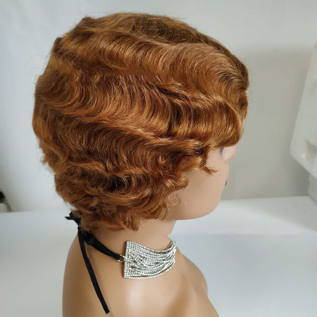 Pixie Cut Short Bob Wig Remy Human Hair Finger Wave Wigs - Boss Boutique Hair and Accessories