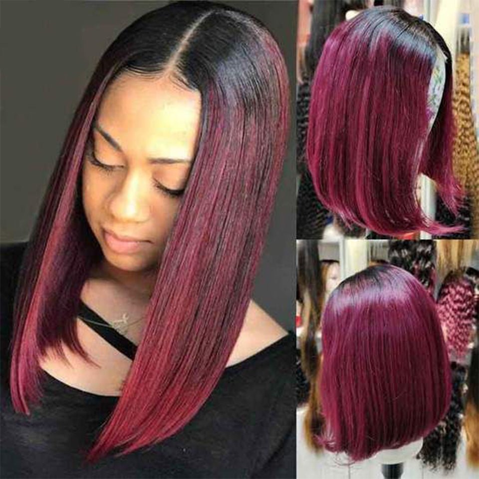 Short Straight 1B - 99J Colored Bob Human Hair Wig - Boss Boutique Hair and Accessories