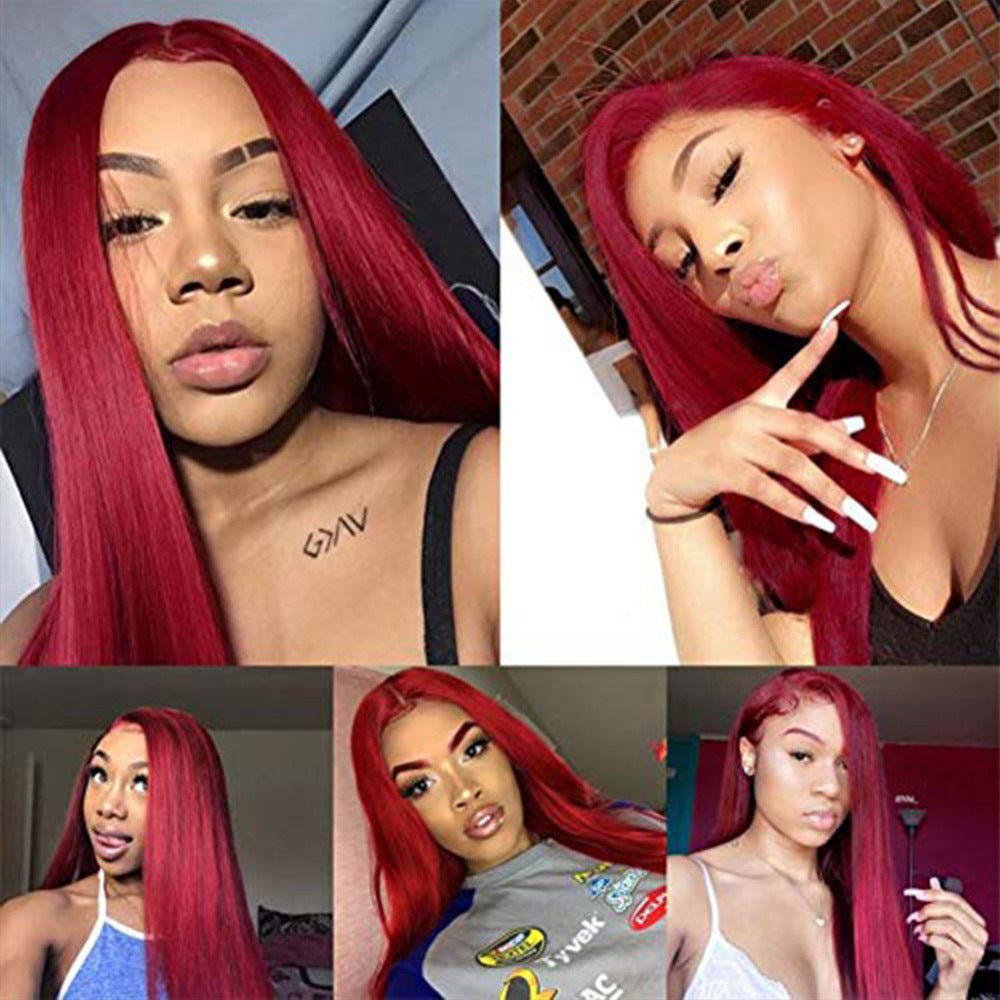 Burgundy Lace Front Human Hair Wigs Red Human Hair Wig - Boss Boutique Hair and Accessories