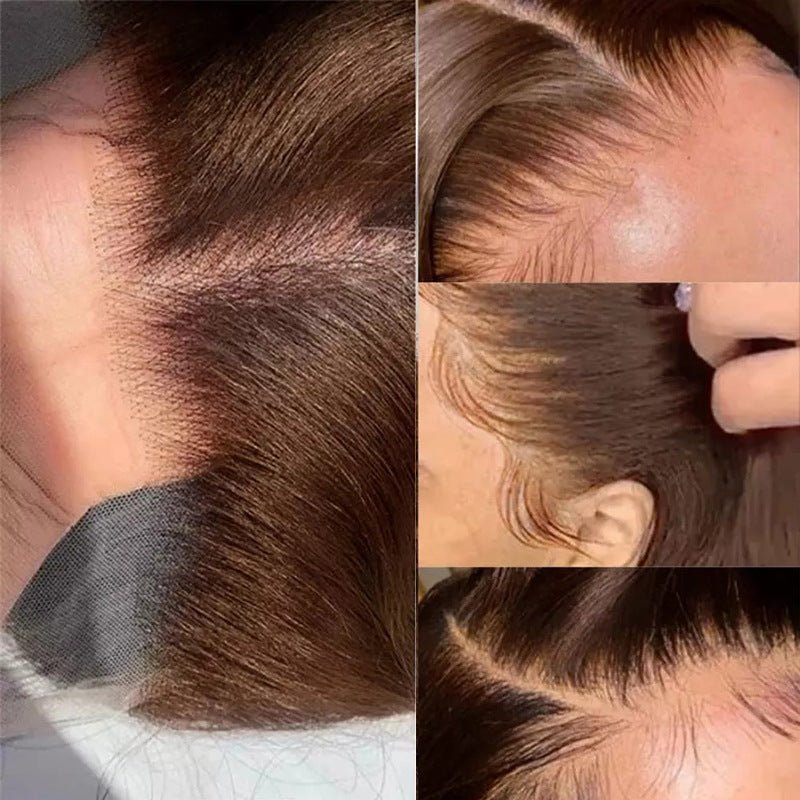 Straight Brown Lace Closure Human Hair Wigs Chocolate Color - Boss Boutique Hair and Accessories