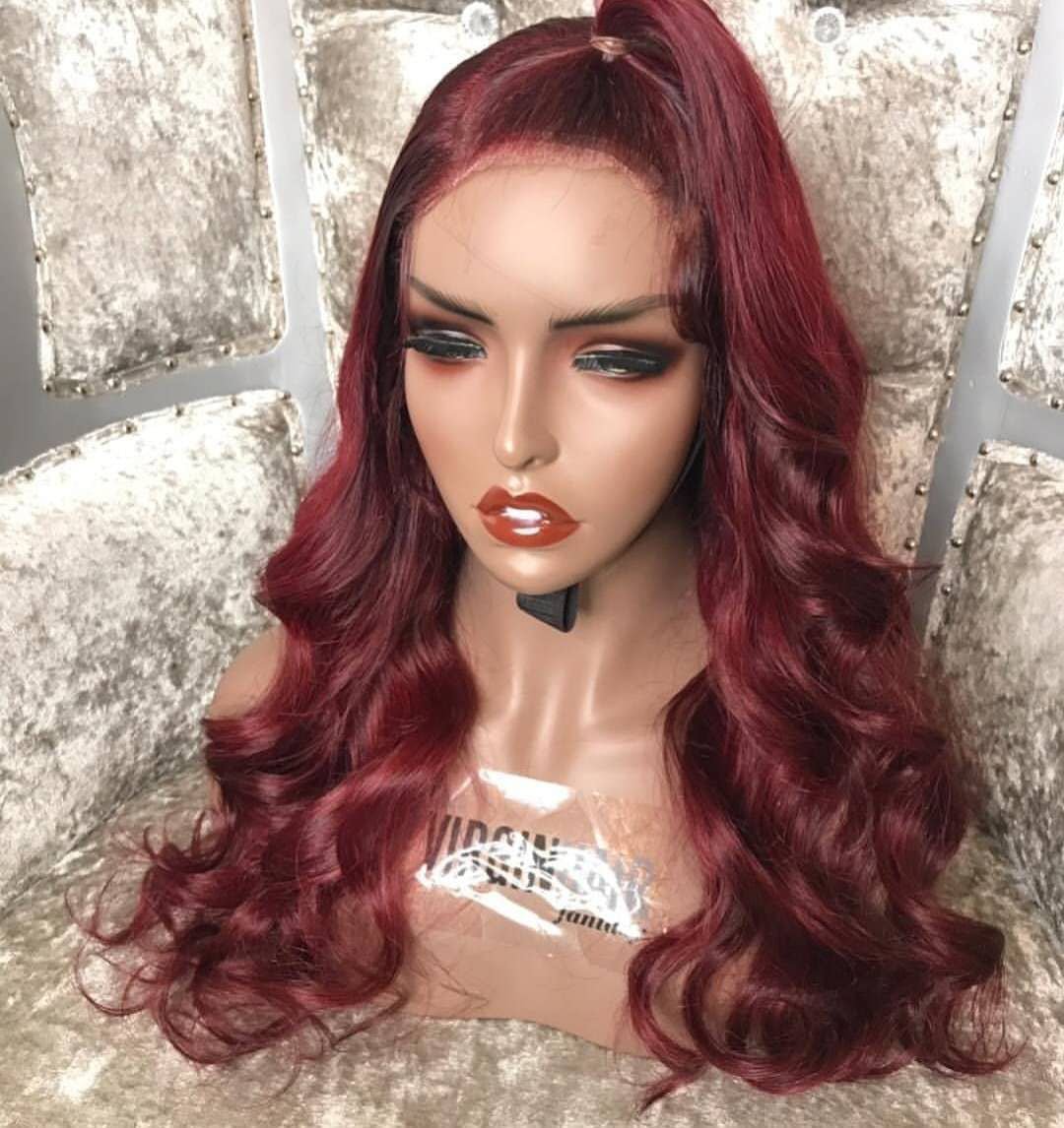Burgundy front lace chemical fiber wig - Boss Boutique Hair and Accessories