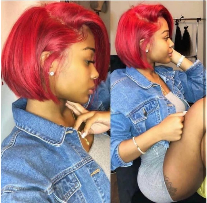 Partially Divided Big Red BOB Short Hair - Boss Boutique Hair and Accessories