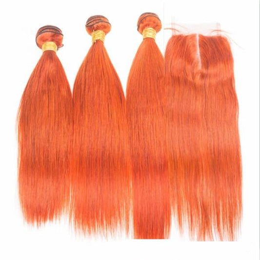 Color Human Hair Curtain Orange Hair Curtain - Boss Boutique Hair and Accessories