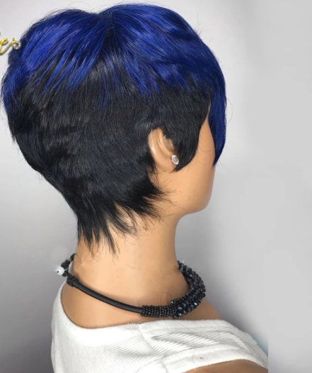 Blue Ombre Wavy Color Short Straight Bob Pixie Cut Made Glueless Non Lace 100 Remy Human Hair Wigs Wholesale For Black Women - Boss Boutique Hair and Accessories
