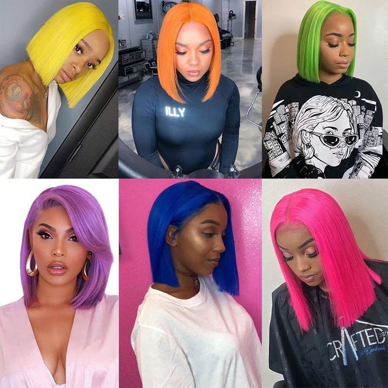 Straight Black Short Bob Synthetic Lace Front Wigs - Boss Boutique Hair and Accessories