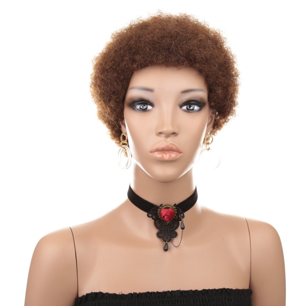 Short Human Hair Wig Natural Afri Kinky Curly Hair Wigs - Boss Boutique Hair and Accessories