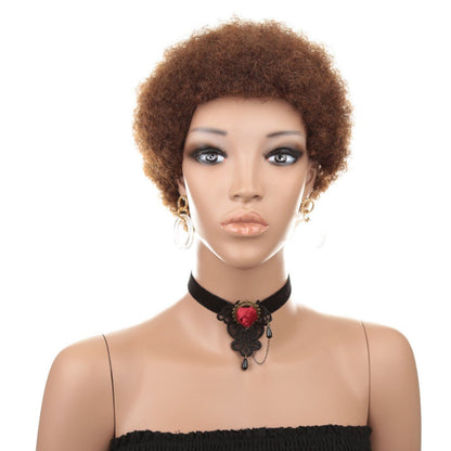 Short Human Hair Wig Natural Afri Kinky Curly Hair Wigs - Boss Boutique Hair and Accessories