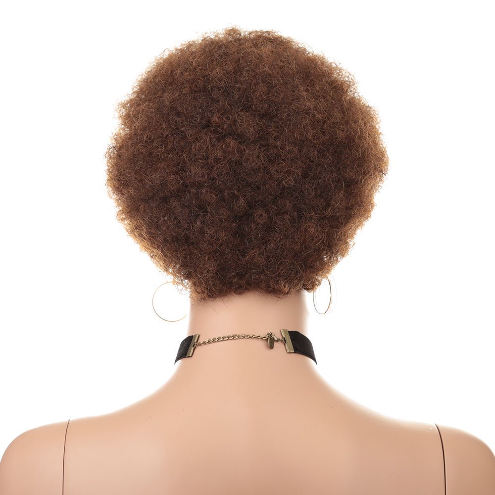 Short Human Hair Wig Natural Afri Kinky Curly Hair Wigs - Boss Boutique Hair and Accessories