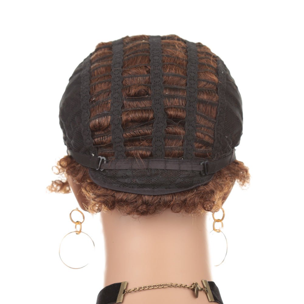 Short Human Hair Wig Natural Afri Kinky Curly Hair Wigs - Boss Boutique Hair and Accessories