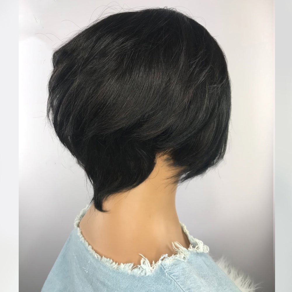 Short Wavy Bob Pixar Wig Non - Lace Pre - Human Wig With Bangs - Boss Boutique Hair and Accessories