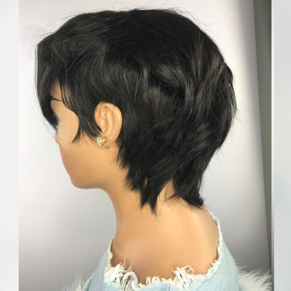 Short Wavy Bob Pixar Wig Non - Lace Pre - Human Wig With Bangs - Boss Boutique Hair and Accessories