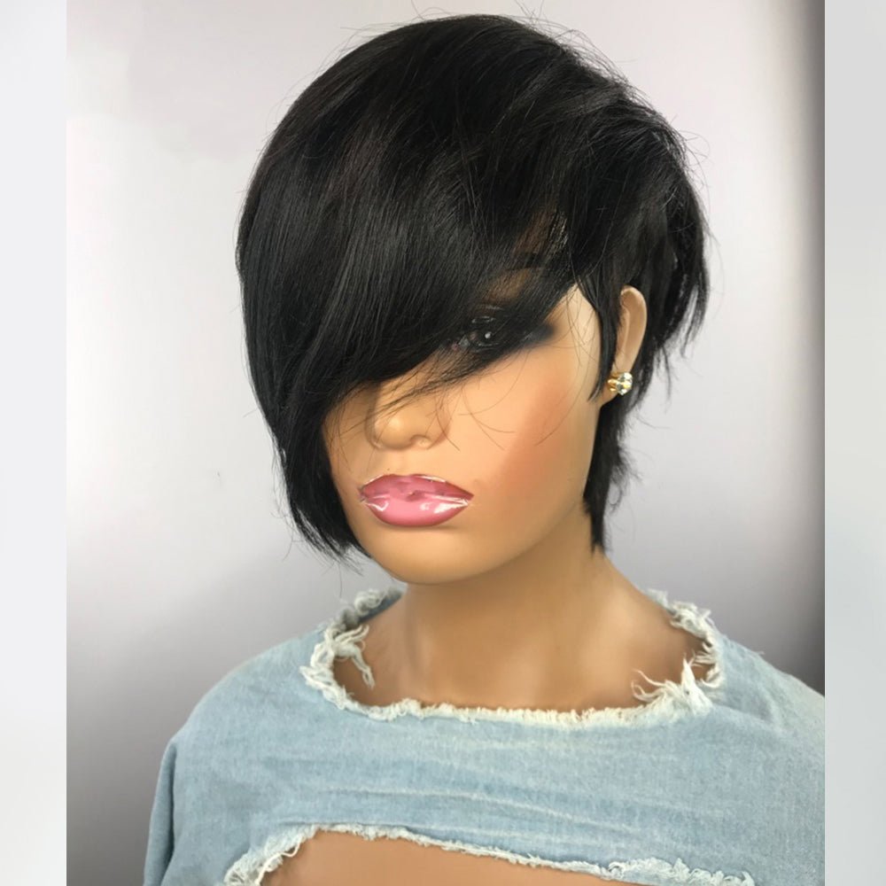 Short Wavy Bob Pixar Wig Non - Lace Pre - Human Wig With Bangs - Boss Boutique Hair and Accessories