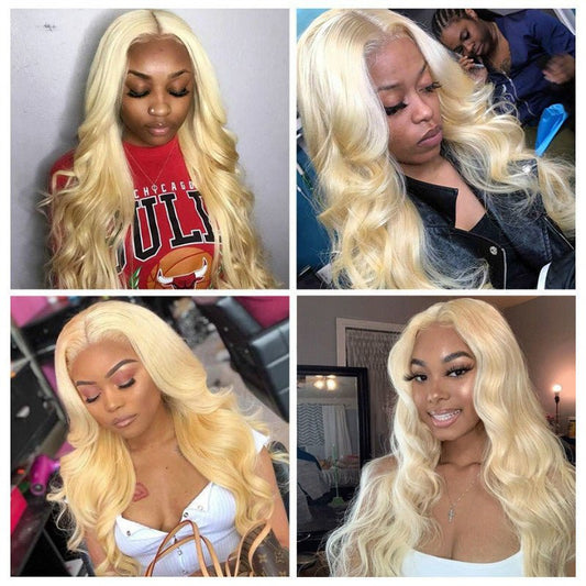 Blonde Lace Front Wig Transparent Lace Frontal Wig Pre Plucked Brazilian Body Wave Human Hair Wigs - Boss Boutique Hair and Accessories