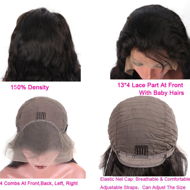 Natural Color Full Human Hair Wig Headgear 13x4 Front Lace - Boss Boutique Hair and Accessories