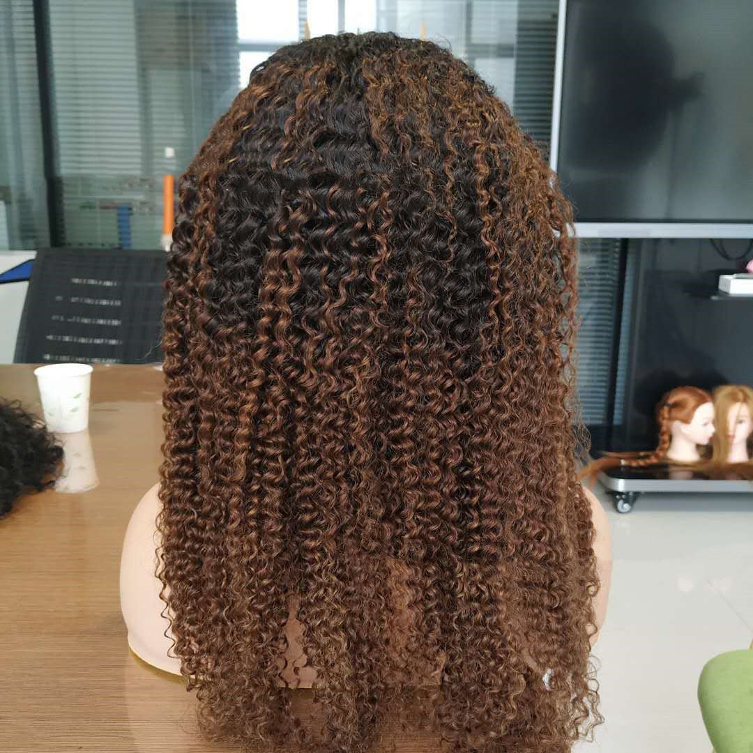 10A Ombre Human Hair Kinky Curly 4x4 Lace Front Wigs T1B 30 - Boss Boutique Hair and Accessories