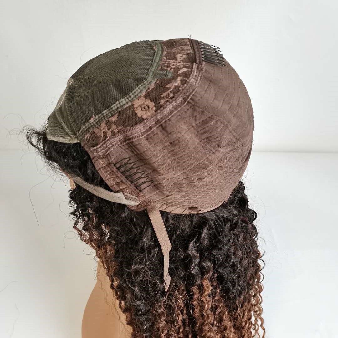 10A Ombre Human Hair Kinky Curly 4x4 Lace Front Wigs T1B 30 - Boss Boutique Hair and Accessories