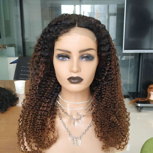 10A Ombre Human Hair Kinky Curly 4x4 Lace Front Wigs T1B 30 - Boss Boutique Hair and Accessories