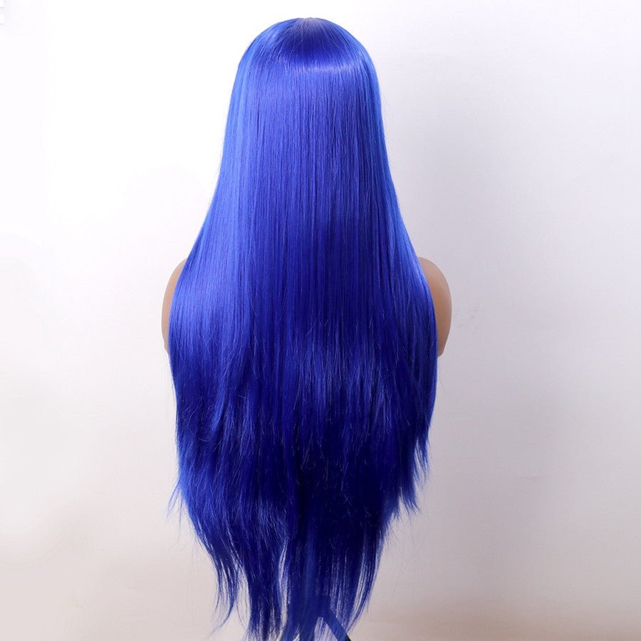 Synthetic Front Lace Headgear Blue Long Straight - Boss Boutique Hair and Accessories