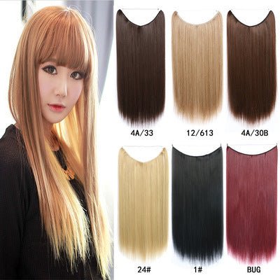 22 inches Invisible Wire No Clips in Hair Extensions Secret Fish Line Hairpieces Silky Straight Synthetic - Boss Boutique Hair and Accessories