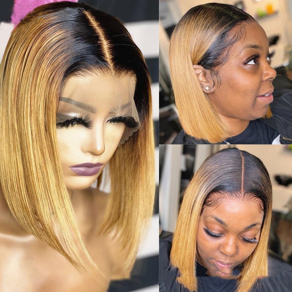 New Ombre Straight Human Hair Short Bob - Boss Boutique Hair and Accessories