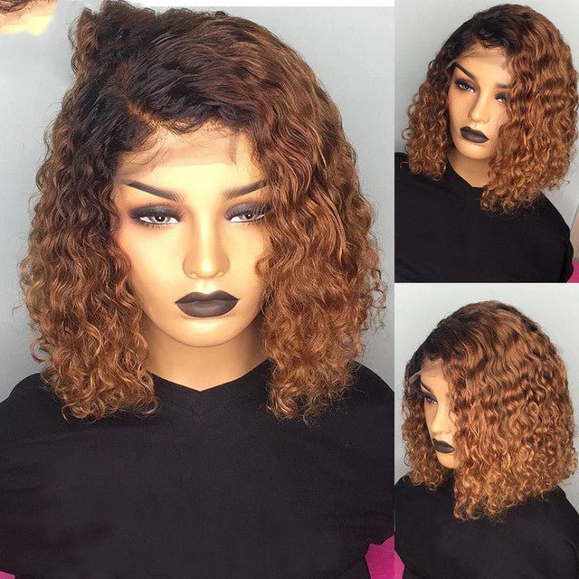 Burgundy Gradient Color Wig Lace Front Short Bob Wig - Boss Boutique Hair and Accessories