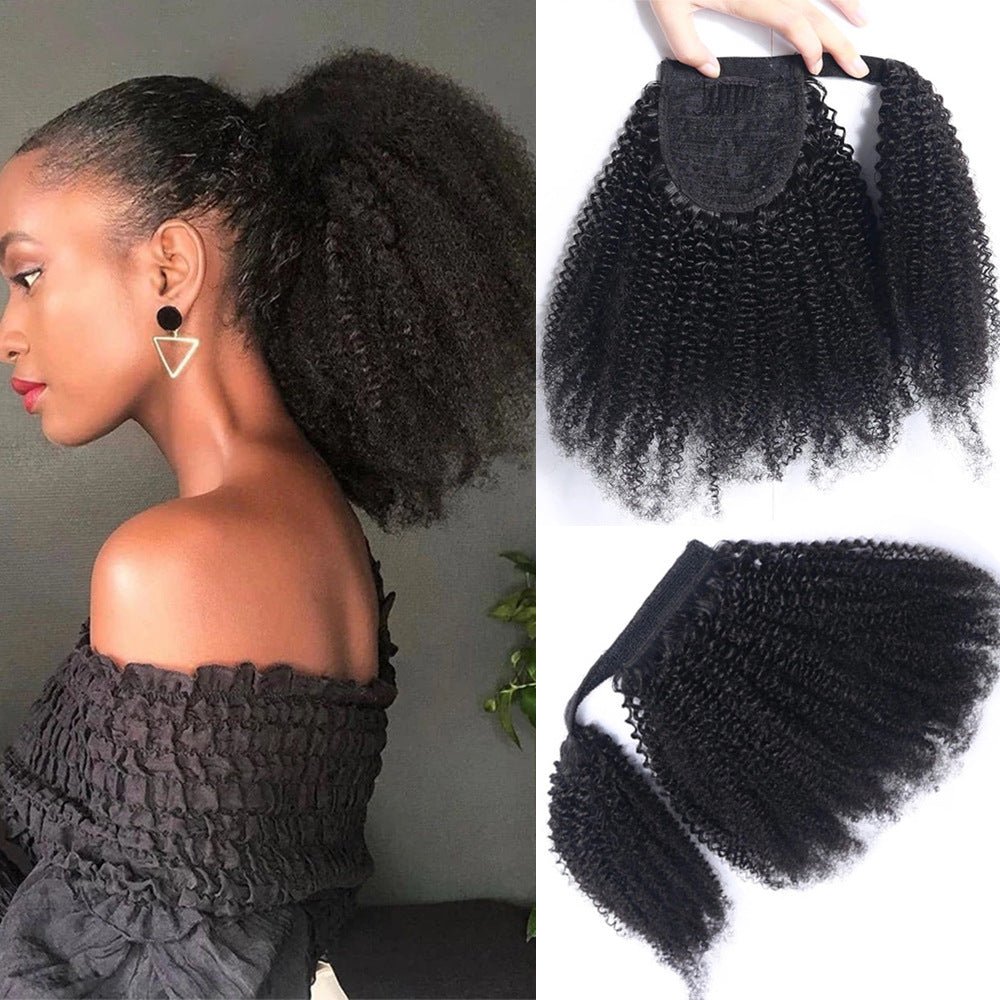 Women's Black Human Hair Wig Velcro Ponytail - Boss Boutique Hair and Accessories
