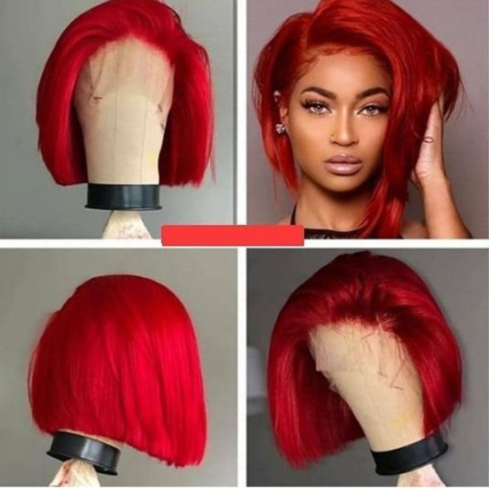 Partially Divided Big Red BOB Short Hair - Boss Boutique Hair and Accessories