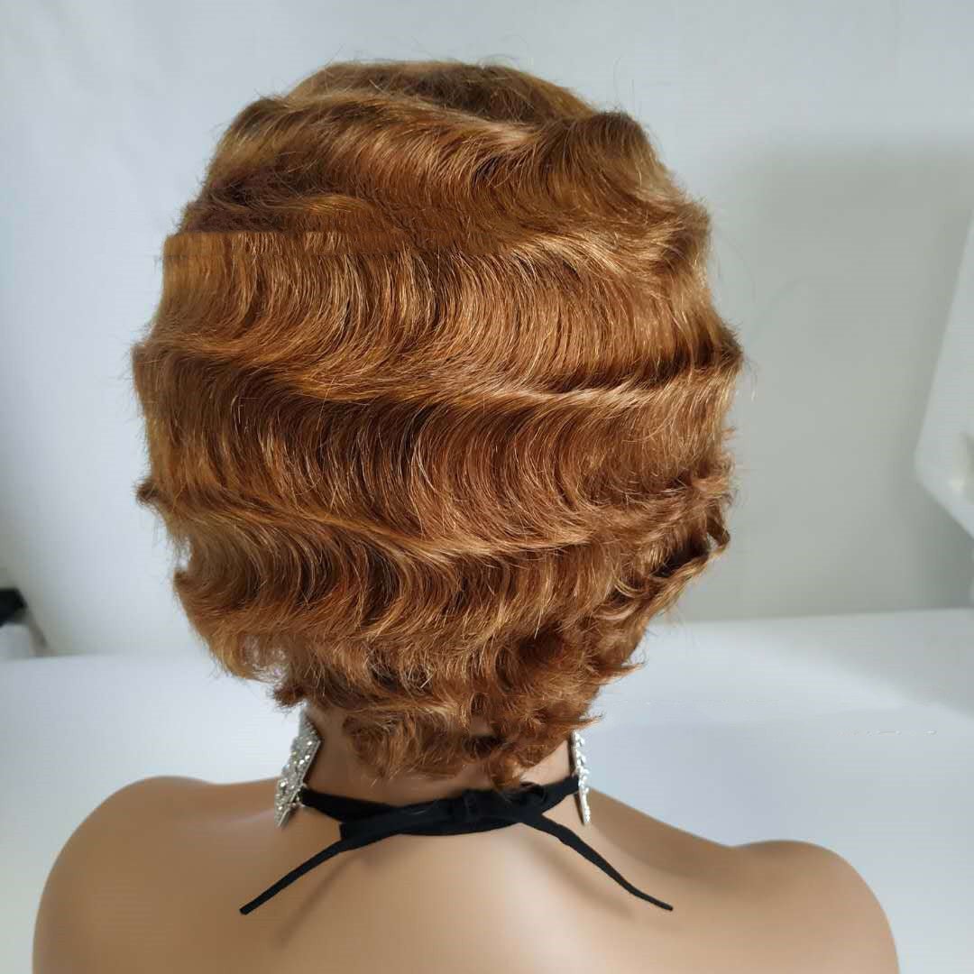 Pixie Cut Short Bob Wig Remy Human Hair Finger Wave Wigs - Boss Boutique Hair and Accessories