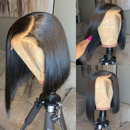 Short Bob Wig Straight 13x4 Transparent Lace Frontal Human - Boss Boutique Hair and Accessories