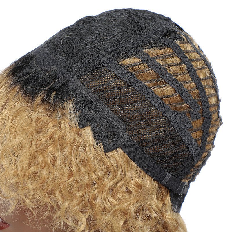 Small Curly Real Hair Headgear, Gradual Fluffy Head High - end Short Hair Cover - Boss Boutique Hair and Accessories