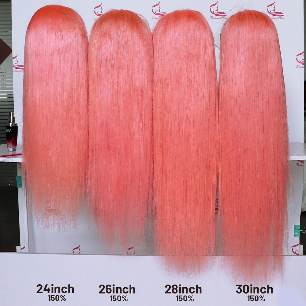 Human Hair 13x4 Front Lace Light Pink Straight Stripe Wig Headband - Boss Boutique Hair and Accessories
