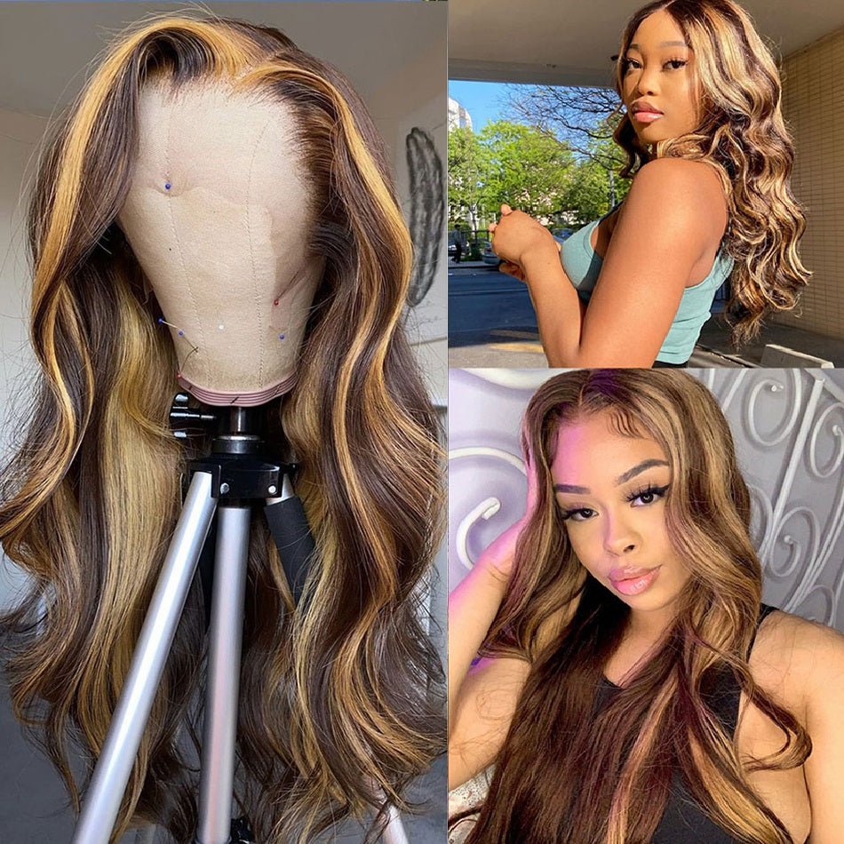 Highlight Wig Human Hair Ombre Lace Front - Boss Boutique Hair and Accessories
