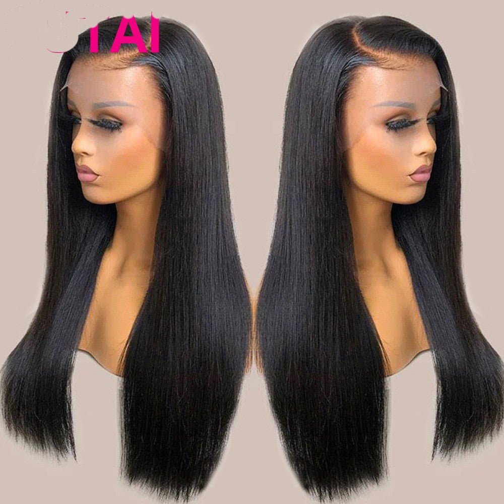 Real Human Hair Lace Wig Set Straight Hair Black Medium Length - Boss Boutique Hair and Accessories