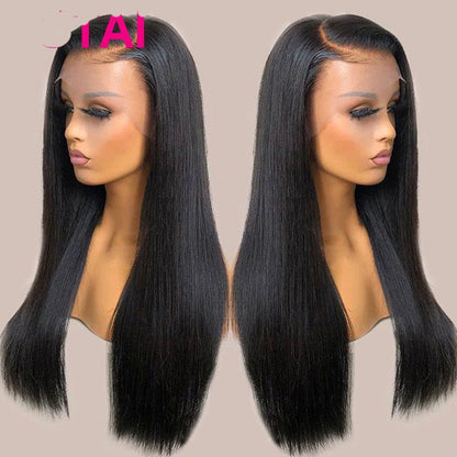 Real Human Hair Lace Wig Set Straight Hair Black Medium Length - Boss Boutique Hair and Accessories