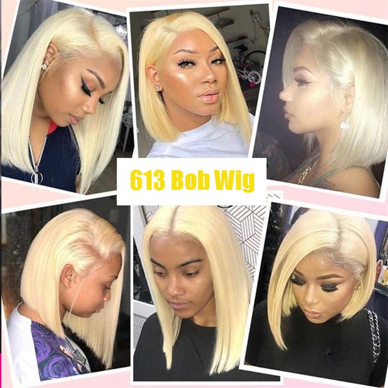 Fashion Chemical Fiber Front Lace Bob Blonde Wig Headgear Women - Boss Boutique Hair and Accessories