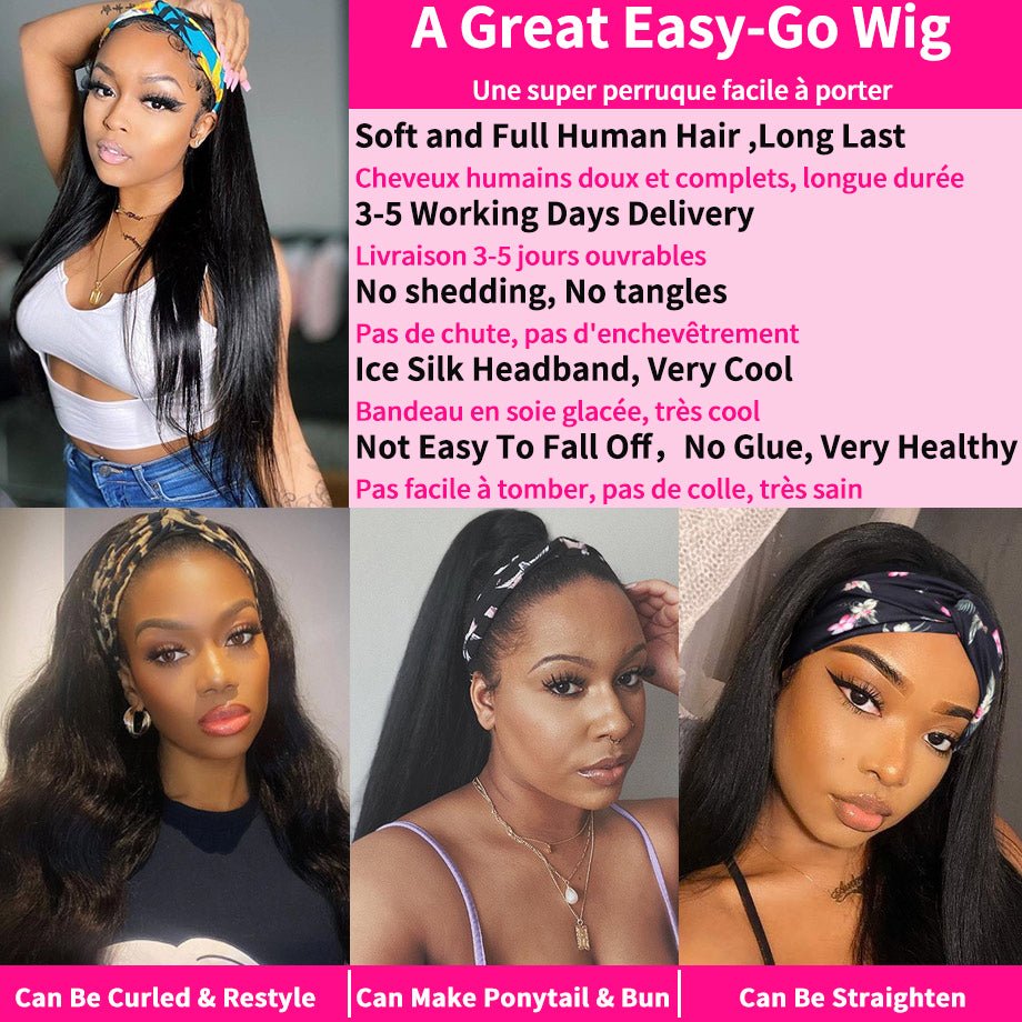 Human Hair No Lace Headband Wig - Boss Boutique Hair and Accessories