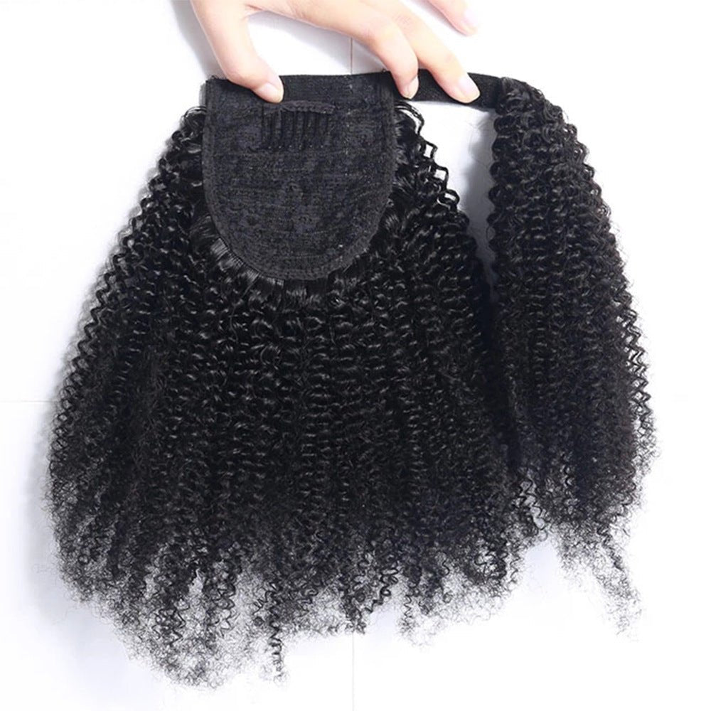 Women's Black Human Hair Wig Velcro Ponytail - Boss Boutique Hair and Accessories