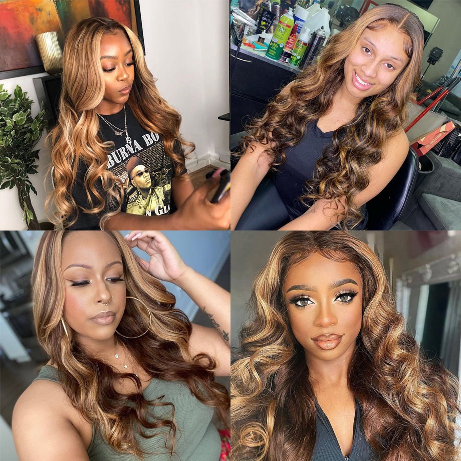 Highlight Wig Human Hair Ombre Lace Front - Boss Boutique Hair and Accessories